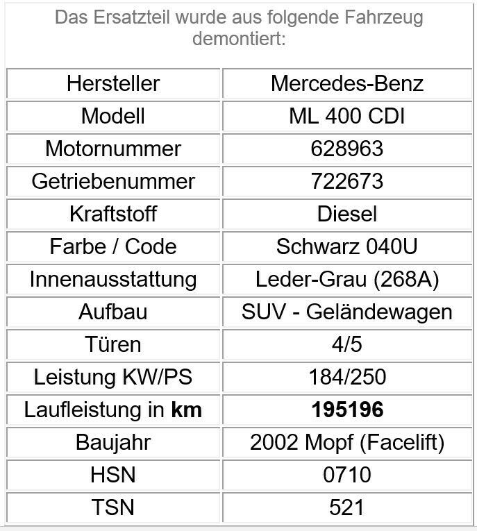 Ansaugschlauch Ansaugrohr Mercedes W163 ML 400 CDI Luftfilter Rohr  A6280901129 - AUTODOGS